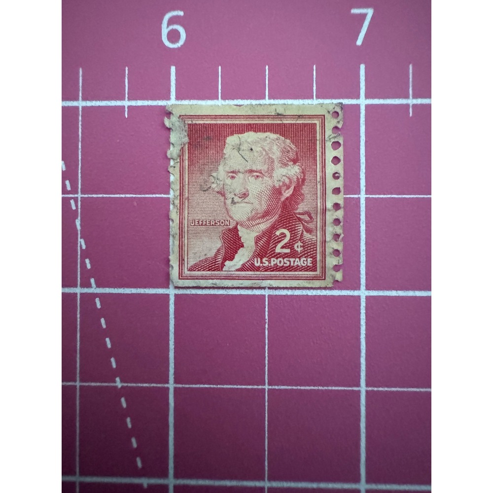 Vintage US Postage 2 Cent Thomas Jefferson Red Stamp Collectible Philately